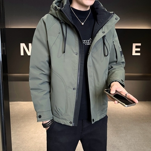 店主风2025冬季新款羽绒服男短款连帽背带户外加厚外套8152--P210图片