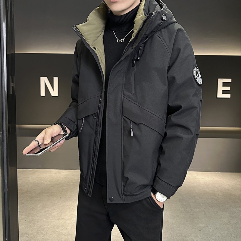 店主风2025冬季新款羽绒服男短款连帽潮牌冲锋衣外套8117--P200，男装羽绒服，电商D238