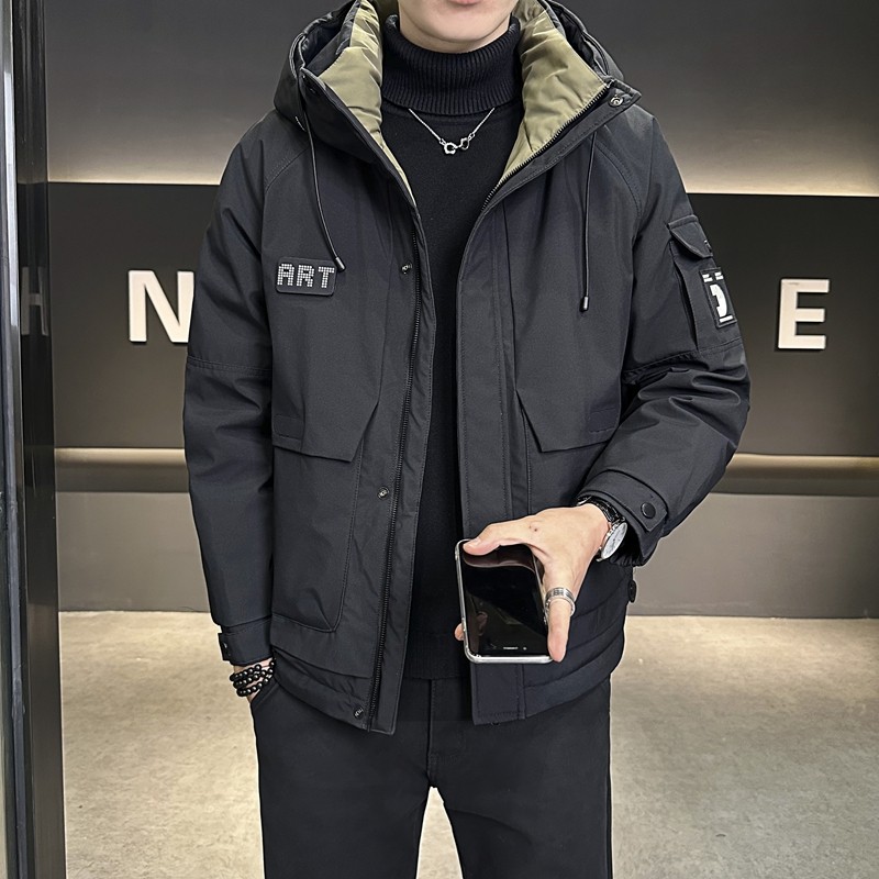 店主风2025冬季新款羽绒服男短款连帽潮牌冲锋衣外套8128--P200，男装羽绒服，电商D238