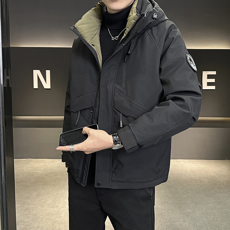 店主风2025冬季新款羽绒服男短款连帽潮牌冲锋衣外套8117--P200,男装羽绒服,电商D238