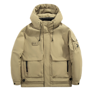 白底平铺2024冬季新款羽绒服男短款连帽潮牌冲锋衣外套8128--P200图片