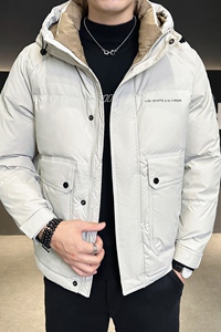店主风2024冬季新款羽绒服男短款连帽加厚工装羽绒外套2489--P165图片