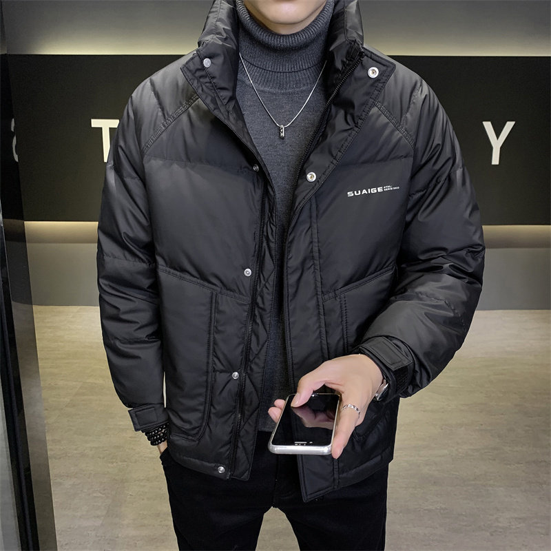 店主风2024冬季主推羽绒服男短款立领标绒外套8869--P165，男装羽绒服，电商D238