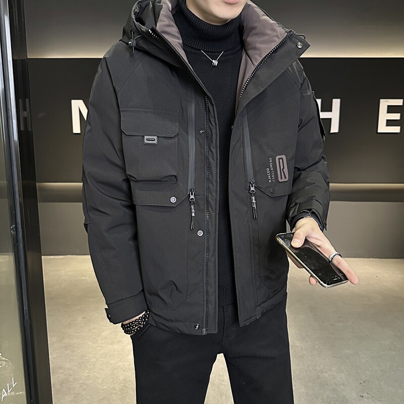 店主风2024冬季新款羽绒服男短款连帽潮牌冲锋衣外套8137--P215,男装羽绒服,电商D238