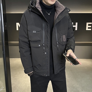 店主风2024冬季新款羽绒服男短款连帽潮牌冲锋衣外套8137--P215图片