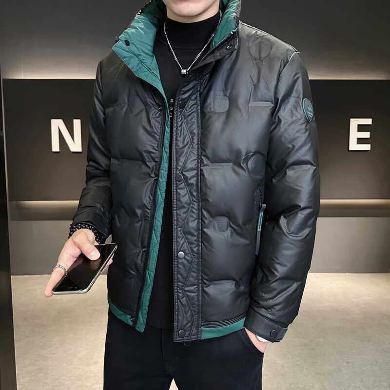 2024冬季新款羽绒服男立领短款拼色标绒羽绒外套D66-P155，男装羽绒服，电商D238