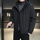 店主风2025冬季新款羽绒服男短款连帽加厚标绒外套8197--P215，男装羽绒服，电商D238