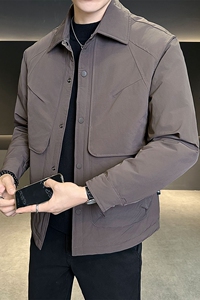 店主风2025冬季主推新款羽绒衬衫男翻领轻薄标羽绒服8173-P165图片