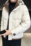 店主风2025冬季新款羽绒服男短款连帽拼色羽绒外套D69-P175，男装羽绒服，电商D238