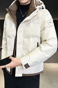 店主风2024冬季新款羽绒服男短款连帽拼色羽绒外套D69-P175图片