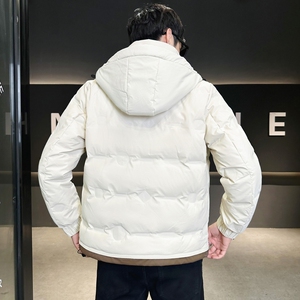 店主风2025冬季新款羽绒服男短款连帽拼色羽绒外套D69-P175图片