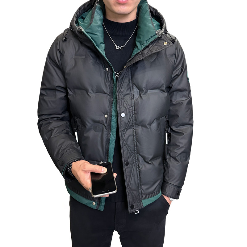 店主风2025冬季新款羽绒服男短款连帽拼色羽绒外套D69-P175,男装羽绒服,电商D238