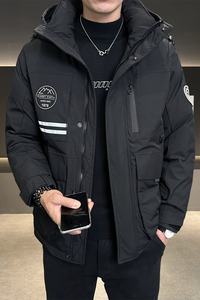 店主风2024冬季新款羽绒服男加厚连帽工装户外冲锋衣8073--P195图片