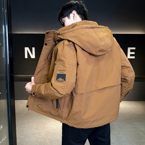 大量现货2025冬季羽绒服男短款连帽背带户外加厚外套8152--P210图片
