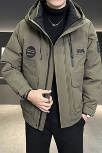店主风2024冬季新款羽绒服男短款连帽潮牌冲锋衣外套8111--P200图片
