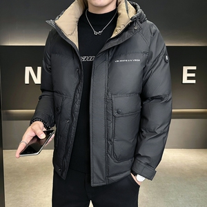 店主风2024冬季新款羽绒服男短款连帽加厚工装羽绒外套2489--P165图片