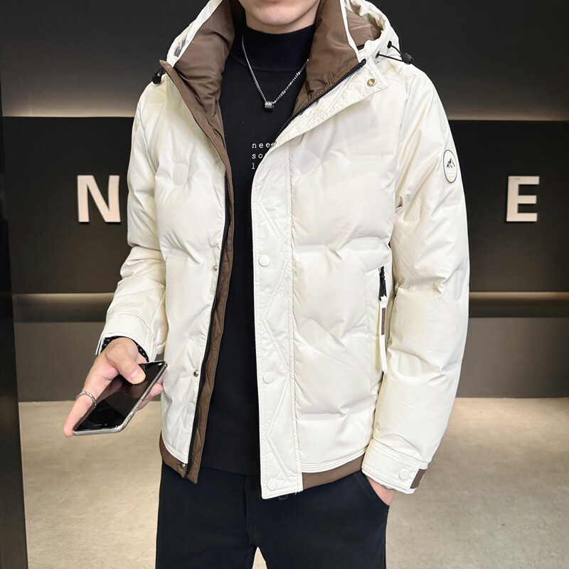 店主风2025冬季新款羽绒服男短款连帽拼色羽绒外套D69-P175,男装羽绒服,电商D238