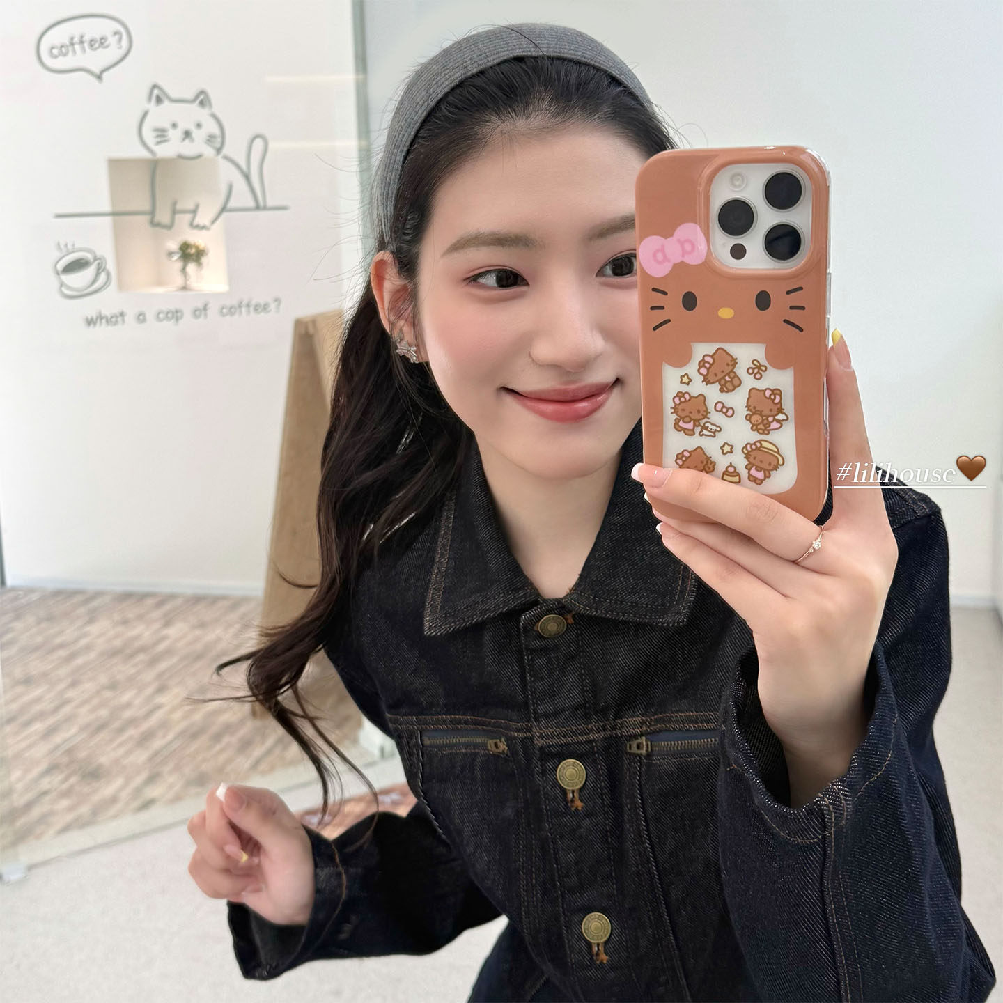 可爱少女巧克力棕猫咪苹果手机壳