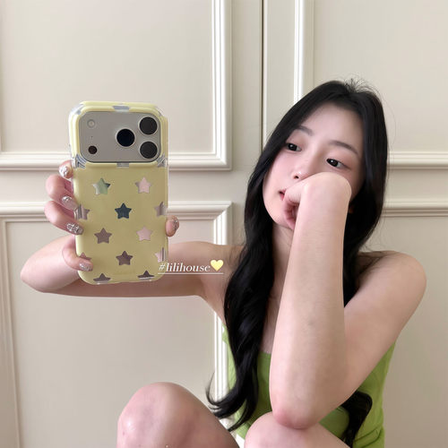 简约温柔奶油爱心星星苹果手机壳