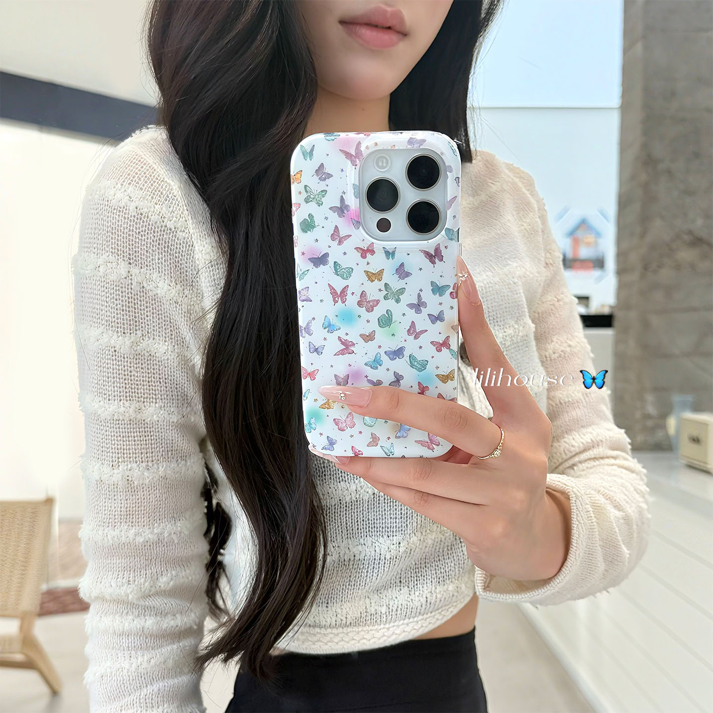 梦幻唯美满屏彩色蝴蝶苹果手机壳