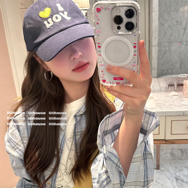 清新少女简约磁吸插画苹果手机壳