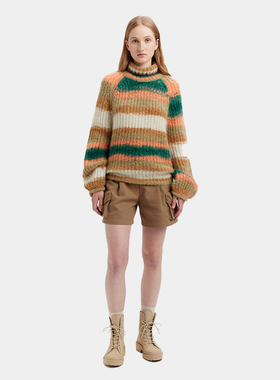 SERY 圣诞/新年/节日款 进口纱线渐变条纹马海毛女士毛衣