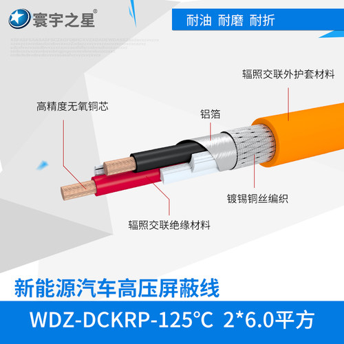 WDZ-DCKRP 2*6.0平方2芯屏蔽电线EV线新能源汽车高压动力线1500V