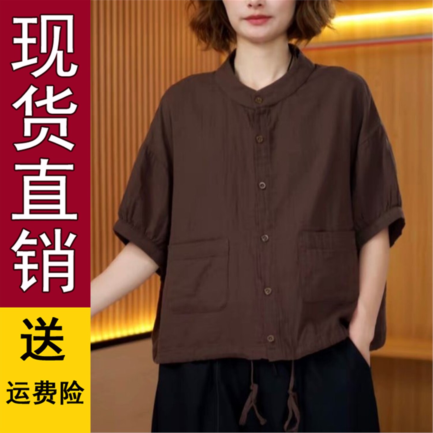 好品推荐2026新款夏季休闲百搭中袖宽松显瘦立体口袋女士衬衫气质