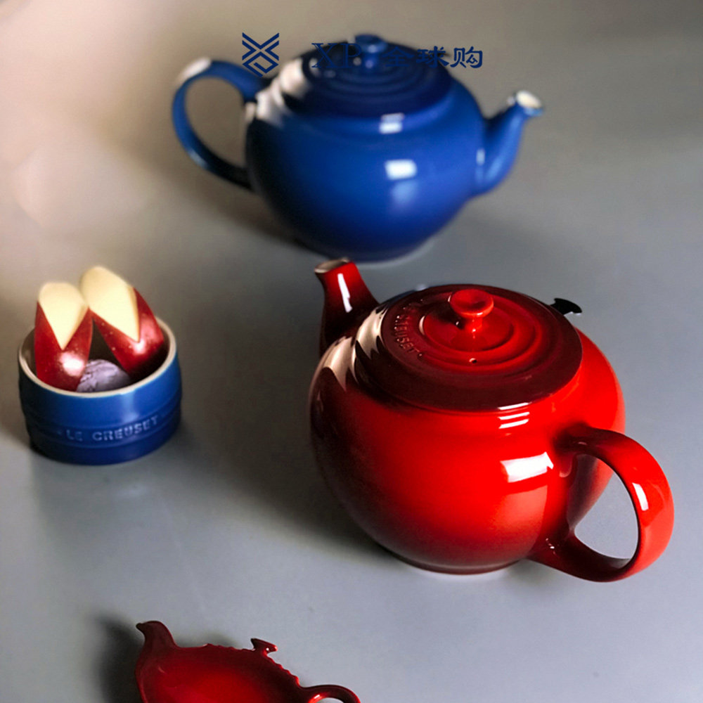 法国酷彩Le Creuset陶瓷茶具大容量英式带茶漏家用花茶水壶奶壶