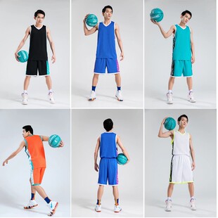 新款高品质篮球服套装男速干透气运动训练比赛组队服红色背心短裤
