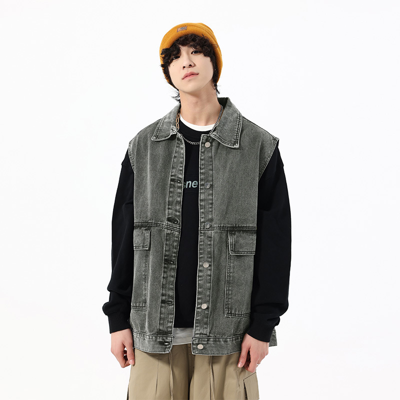 石狮市浪印户外休闲韩版潮流男装学生帅气港风背心外套春秋季新款