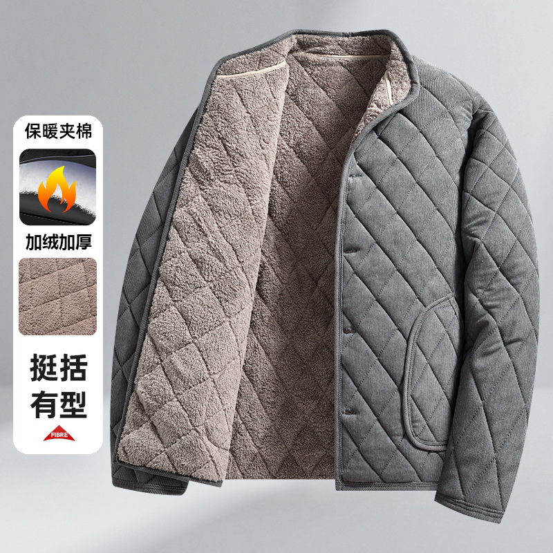 石狮市浪印户外士多层夹棉保暖大码上衣加厚防寒立领纽扣长袖棉衣