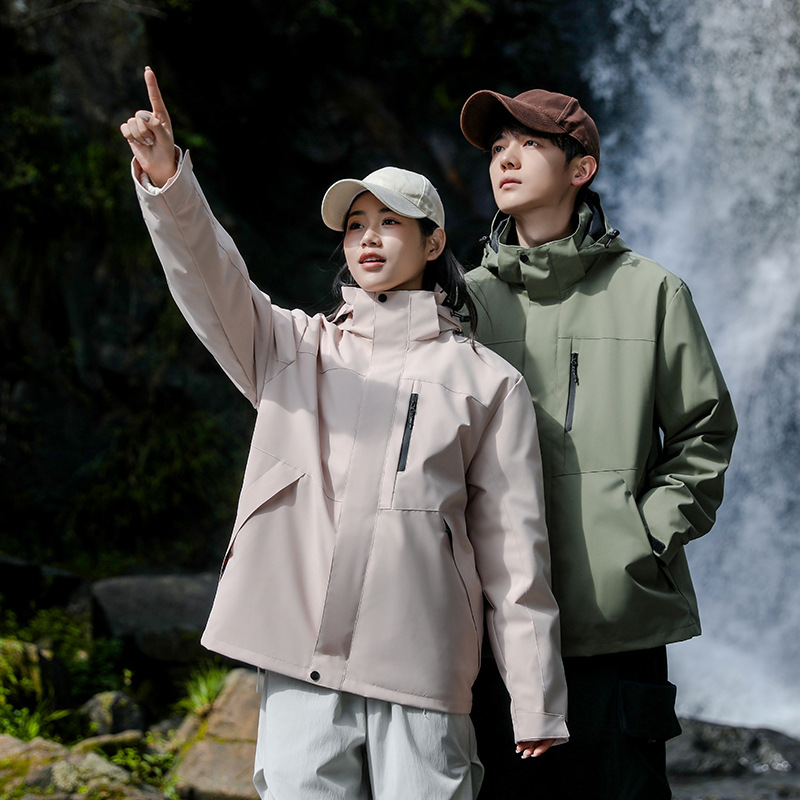 石狮市浪印户外帽冲锋衣男女户外骑行登山服印字防风防水风衣外套