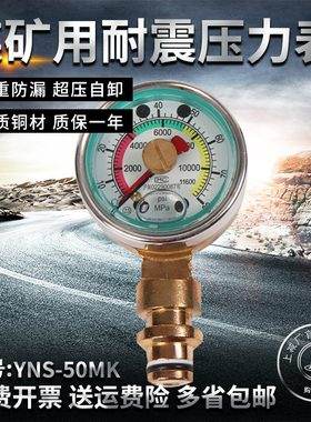 YNS-50MK煤矿用耐震压力表 0-80MPA 11600PSI上海减压器厂 压力表
