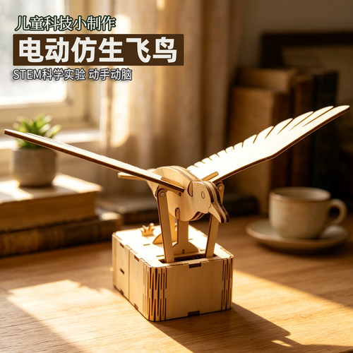 儿童电动仿生飞鸟木质DIY教具