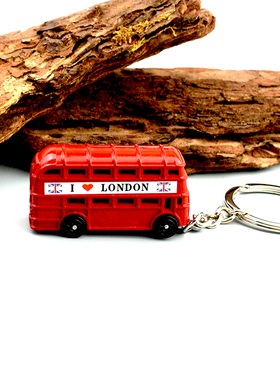 英国旅游纪念挂件伦敦公交车模型红色双层巴士钥匙扣