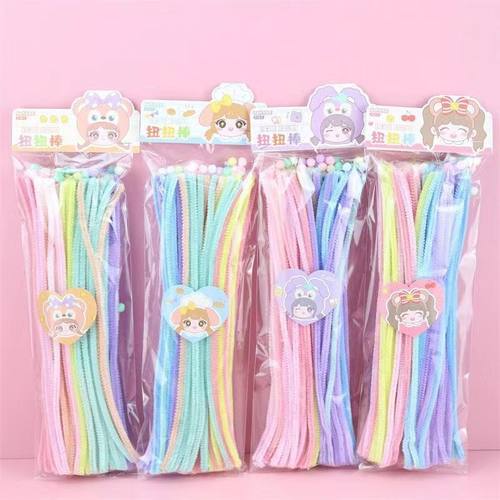 马卡龙色毛根加密手工扭扭棒