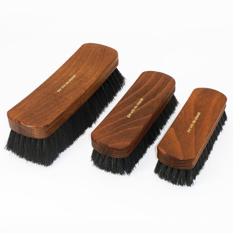 法国进口FAMACO红木色榉木大号马毛鞋刷抛光刷 清洁马毛刷 擦鞋器