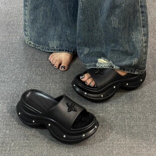 8厘米厚底拖鞋女款夏天2025新款外穿时尚夏季凉拖鞋外出学生增高