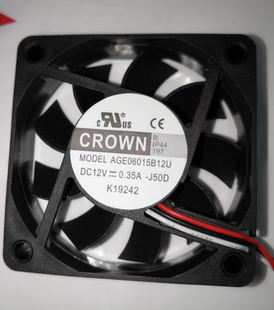 全新现货台湾CROWN惯展AGE06015B12U 0.35A散热6015风扇6厘米 12V