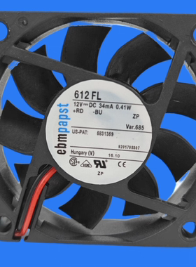 全新德国ebmpapst 612FL/FH/F 612F/39L/2 12V 6015静音散热风扇