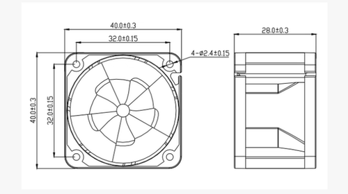 FAN 04028DA-12R-EUF-12V 0,52 A 40X40X28 4FIOS NMB散热风扇