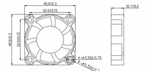 9500转0.12A 9.2CFM 40*40*10MM DC28V双滚珠轴承散热风扇4CM厘米
