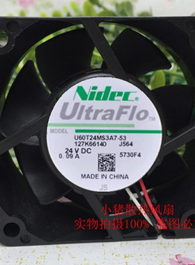 原装Nidec U60T24MS3A7-53 6厘米cm 6025 24V0.09A变频器散热风扇