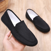 休闲一脚蹬透气圆头平跟套脚橡胶软底工作鞋 布鞋 男 老北京男士 夏季