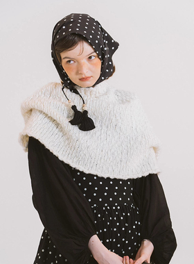 日系复古文艺感白色斗篷式披肩女