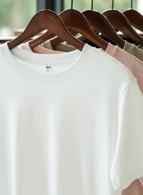 短袖男款t恤圆领纯色打底衫白色内搭上衣纯棉宽松高品质男女同款