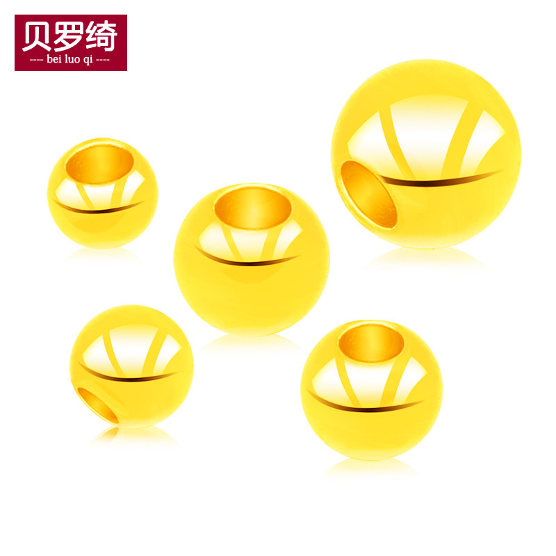 黄金转运珠散珠子小光珠金豆 999足金路路通佛珠手链隔珠固珠抖音