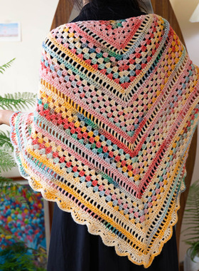 十刻云团纱渐变线钩织手工diy三角披肩材料包自制礼物秋冬保暖