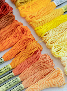 手工diy涤棉线刺绣绣线十字绣线25号线6股马赛克像素板粉橙色系